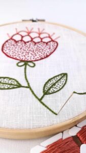Broderie de fleurs rouges