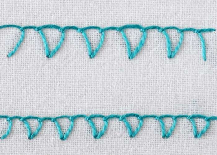Bordado Puntada de manta Guía de variaciones: Puntada de manta cerrada