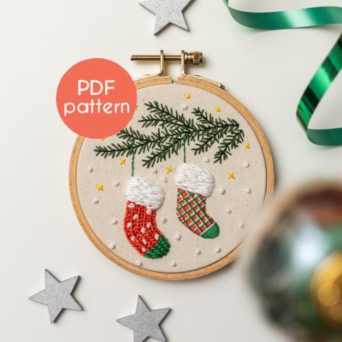 Broderie de bas de Noël