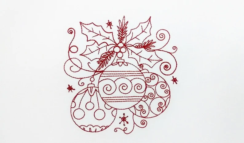 motif de broderie à la main de Noël Redwork : broder des motifs de Noël