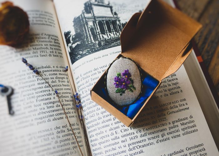 Floral Embroidery on a book