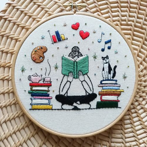 Reading girl pattern on Etsy