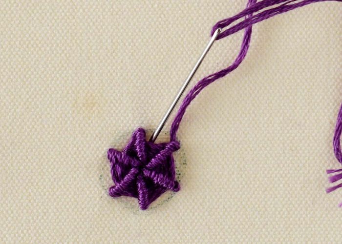 Finish the stitch and secure the thread on the back
