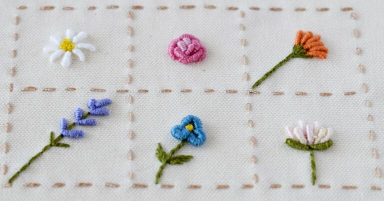 Bullion stitch flowers embroidery