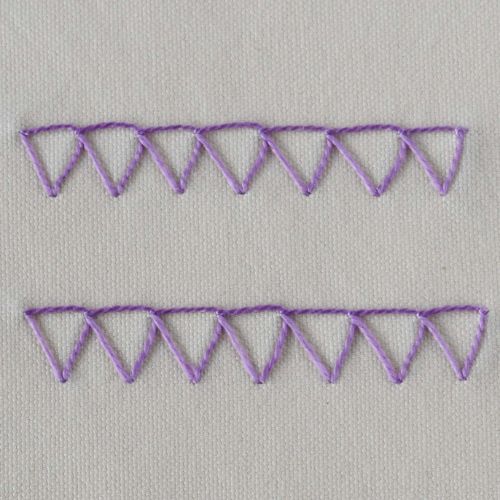 Overlock stitch embroidery with purple thread small image