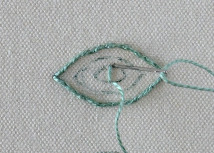 Point de satin rembourré étape 4
