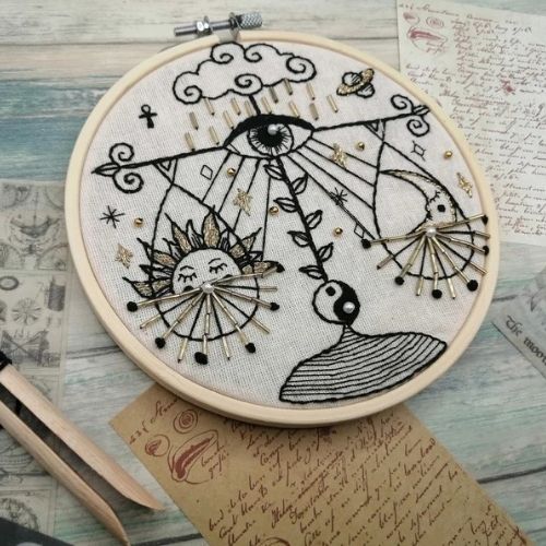 Waage Sternzeichen Sternzeichen himmlische Perlenstickerei von Heidi Kolibris auf Etsy
