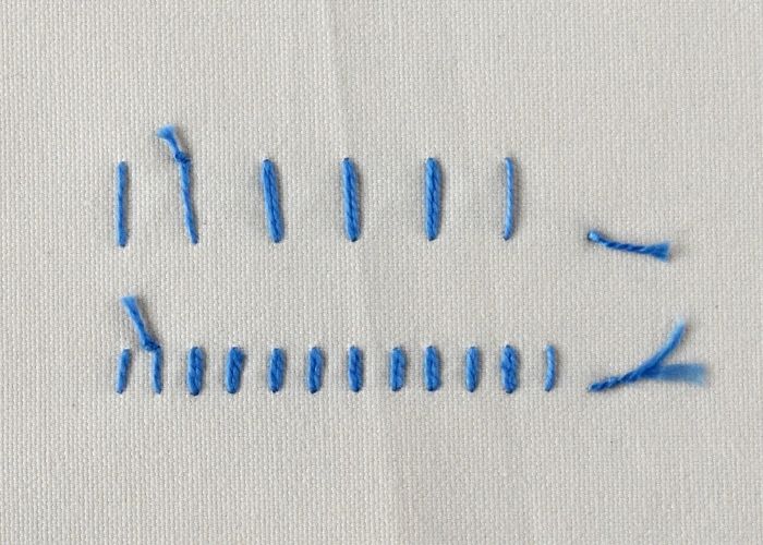 Langarmiger Kreuzstich auf der Rückseite