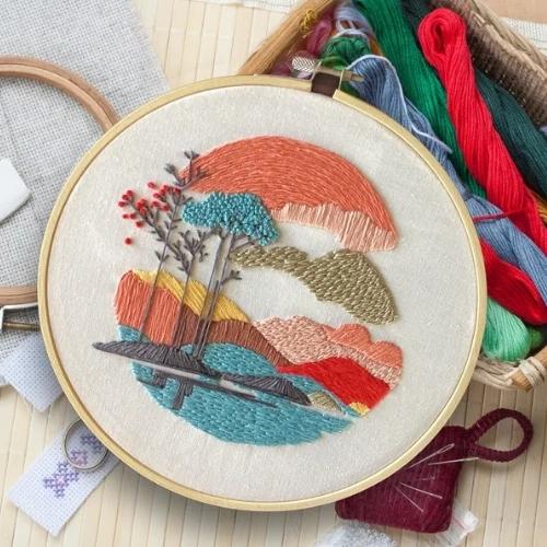 Minimale Landschaftsszenerie Stickmuster von helittleartveranda auf Etsy