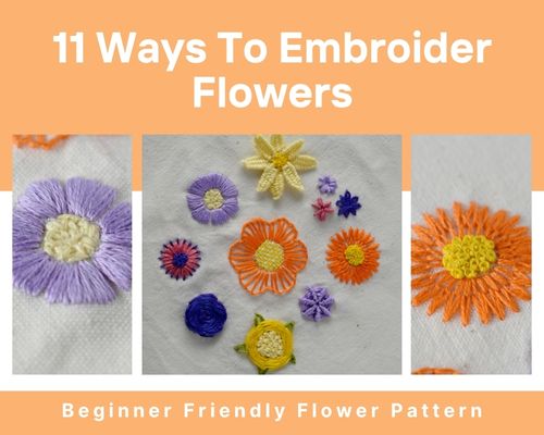 Beginner Friendly Flower Embroidery Pattern Freebie image