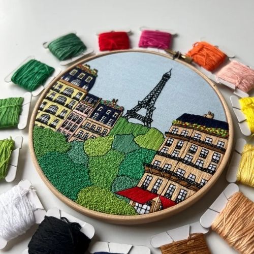 Paris, France - architectural hand embroidery pattern by Faimyxstitch on Etsy