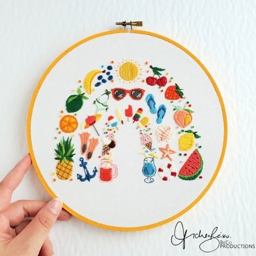 Summer Rainbow embroidery pattern & guide designed by BeCoProductions on Etsy