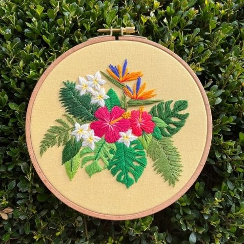 Tropical Bouquet - embroidery pattern designed by BeksStitches on Etsy